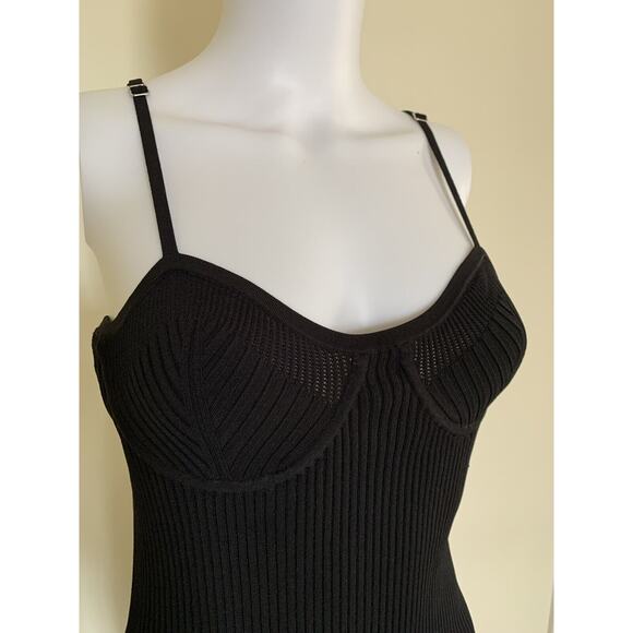 Helmut Lang Womens Dress Black Sleeveless Rib Knit Underwire Bodycon Medium Midi - Picture 5 of 10